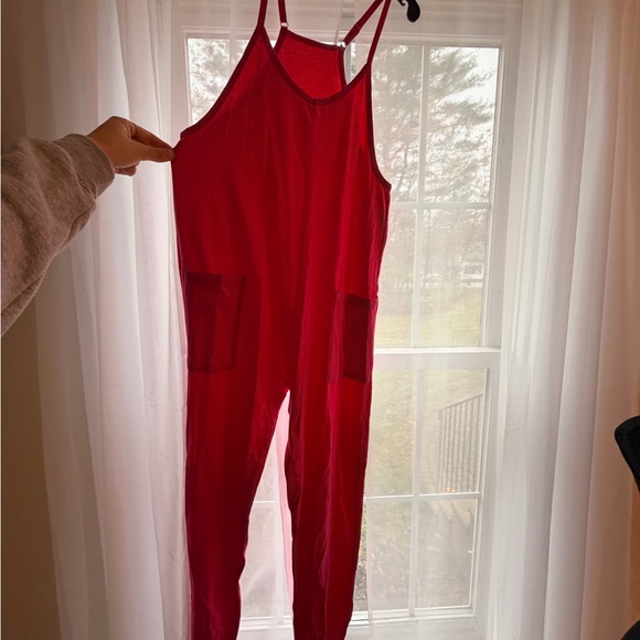 Red Sleeveless Jumpsuit - Picture 2 of 5